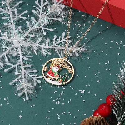 Christmas Women Fashion Santa Claus Pendant Necklace