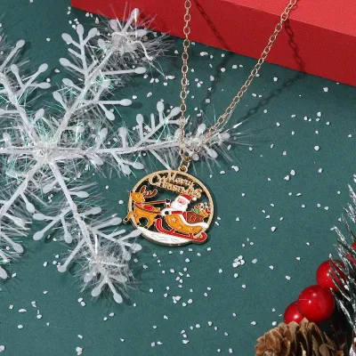 Christmas Women Fashion Santa Claus Pendant Necklace