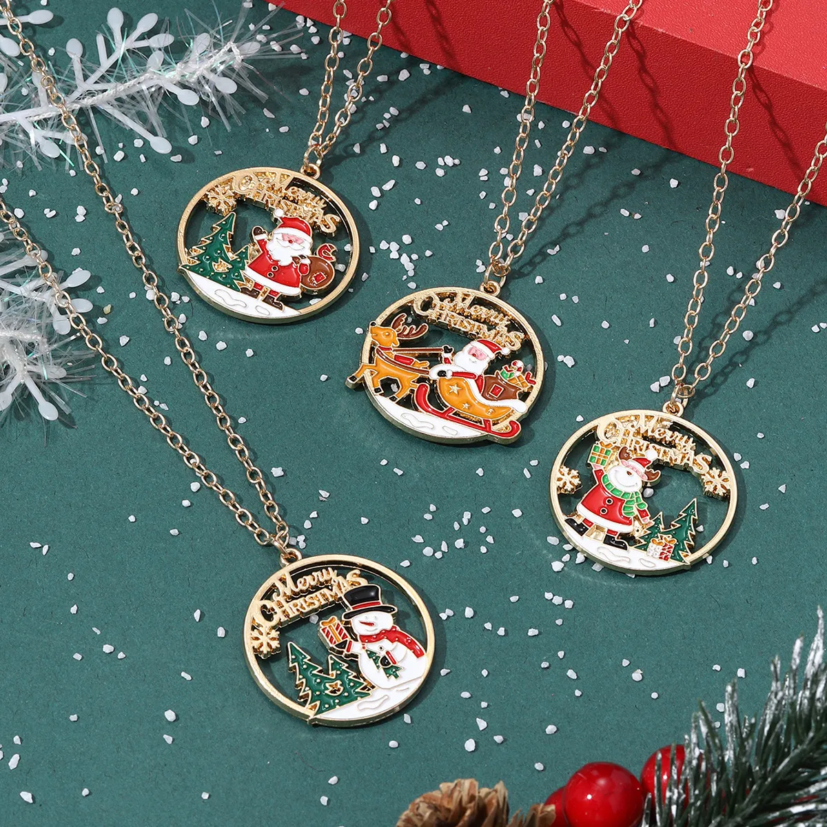 Christmas Women Fashion Santa Claus Pendant Necklace