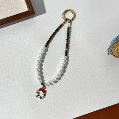 Christmas Women Fashion Santa Claus Beads Pendant Keychain