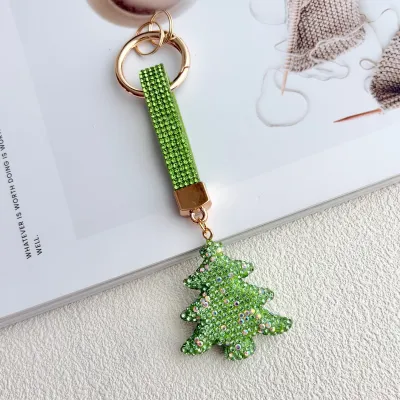 Christmas Women Fashion Clay Rhinestone Keychain Pendant