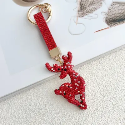 Christmas Women Fashion Clay Rhinestone Keychain Pendant