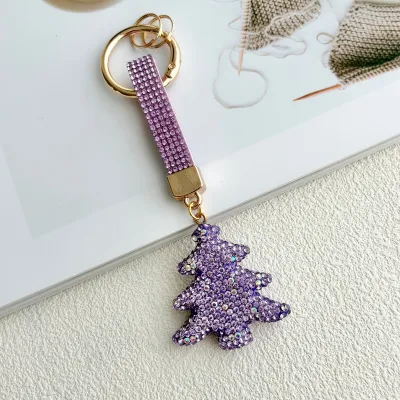 Christmas Women Fashion Clay Rhinestone Keychain Pendant