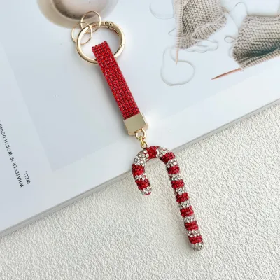 Christmas Women Fashion Clay Rhinestone Keychain Pendant