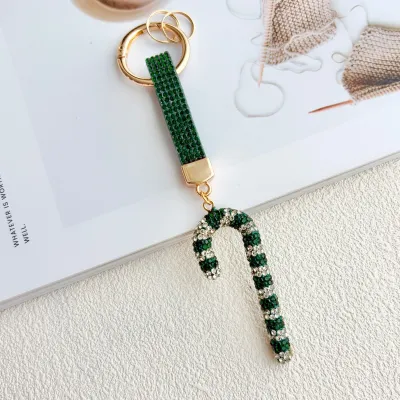 Christmas Women Fashion Clay Rhinestone Keychain Pendant
