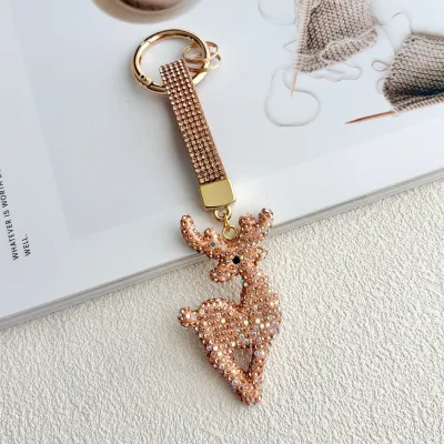 Christmas Women Fashion Clay Rhinestone Keychain Pendant