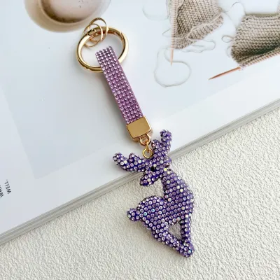 Christmas Women Fashion Clay Rhinestone Keychain Pendant