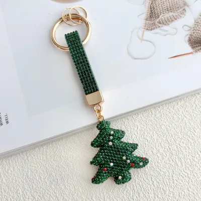 Christmas Women Fashion Clay Rhinestone Keychain Pendant