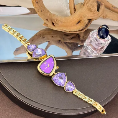 Women Fashion Irregular Color Design Rhinestone Bracelet Watch