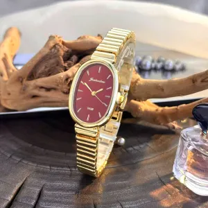 Women Fashion Retro Gold Oval Quartz Watch