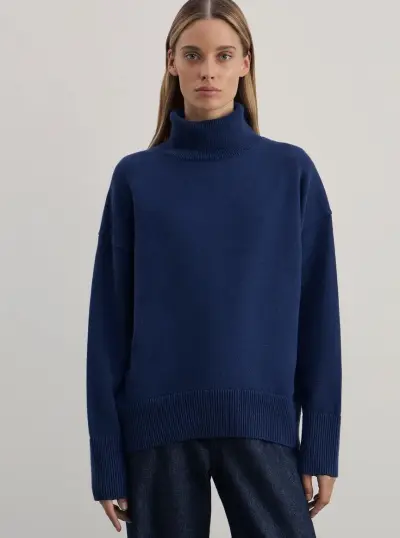 Women Fashion Casual Autumn And Winter Solid Color Turtleneck Long-Sleeve Knitted Sweater