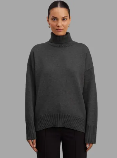 Women Fashion Casual Autumn And Winter Solid Color Turtleneck Long-Sleeve Knitted Sweater
