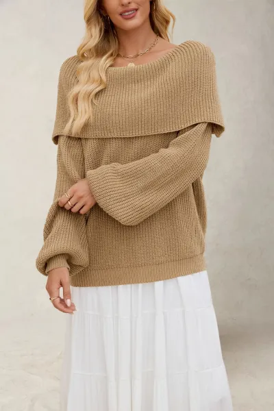 Women Fashion Casual Autumn And Winter Solid Color Long-Sleeve Loose Knitted Sweater