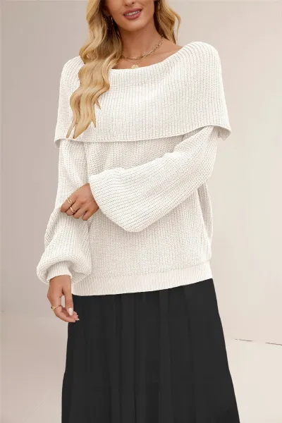 Women Fashion Casual Autumn And Winter Solid Color Long-Sleeve Loose Knitted Sweater