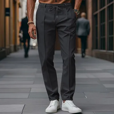 Men'S Fashion Casual Autumn Solid Color Slim-Fit Pants