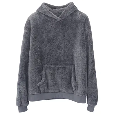 Men'S Fashion Casual Autumn And Winter Solid Color Double-Sided Velvet Long-Sleeve Hoodies