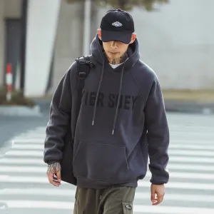 Men'S Fashion Casual Autumn Winter Letter Printed Cotton Long-Sleeve Loose Hoodies