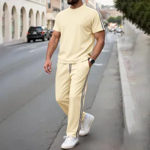 Men'S Fashion Casual Summer Short-Sleeve T-Shirt Pants Two-Piece Set