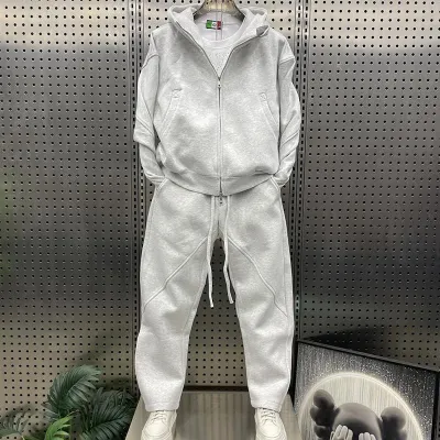 Men'S Fashion Casual Autumn And Winter Solid Color Long-Sleeve Loose Hoodies Pants Two-Piece Set