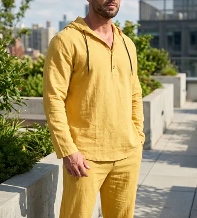 Men'S Fashion Casual Autumn Solid Color T Long-Sleeve Hoodies Loose Pants Two-Piece Set