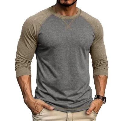 Men'S Fashion Casual Autumn Long Sleeve Round Neck T-Shirt