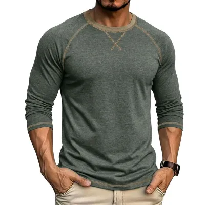 Men'S Fashion Casual Autumn Long Sleeve Round Neck T-Shirt