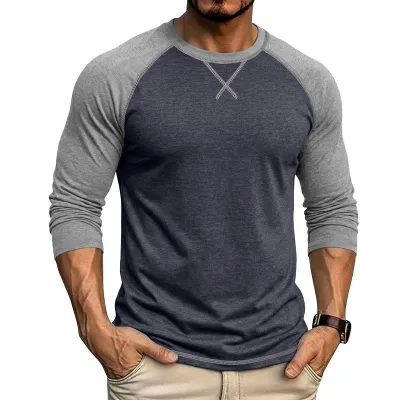 Men'S Fashion Casual Autumn Long Sleeve Round Neck T-Shirt