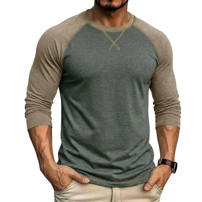 Men'S Fashion Casual Autumn Long Sleeve Round Neck T-Shirt