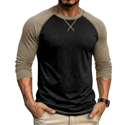 Men'S Fashion Casual Autumn Long Sleeve Round Neck T-Shirt