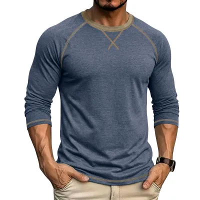 Men'S Fashion Casual Autumn Long Sleeve Round Neck T-Shirt