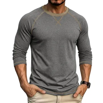 Men'S Fashion Casual Autumn Long Sleeve Round Neck T-Shirt