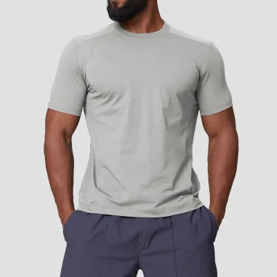 Men'S Fashion Casual Simple Summer Solid Color Quick-Drying Short-Sleeve T-Shirt