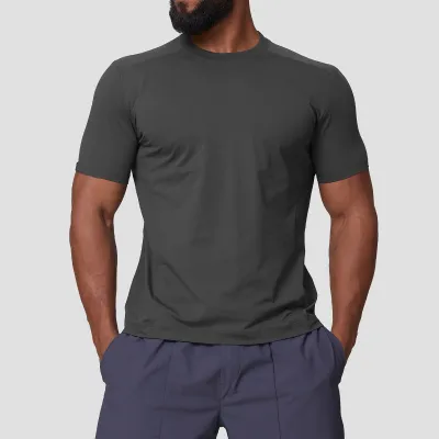 Men'S Fashion Casual Simple Summer Solid Color Quick-Drying Short-Sleeve T-Shirt