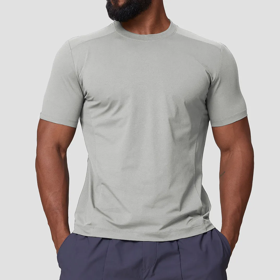 Men'S Fashion Casual Simple Summer Solid Color Quick-Drying Short-Sleeve T-Shirt