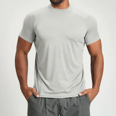 Men'S Fashion Casual Summer Solid Color Breathable Round-Neck Short-Sleeve T-Shirt