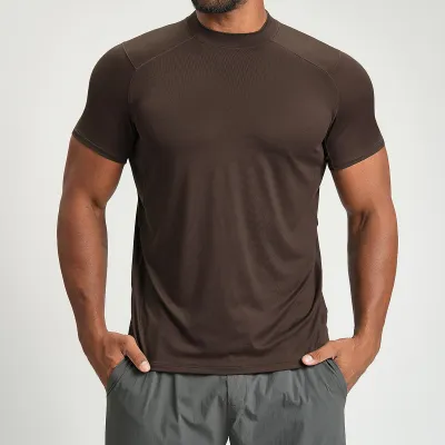 Men'S Fashion Casual Summer Solid Color Breathable Round-Neck Short-Sleeve T-Shirt