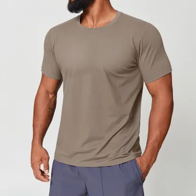 Men'S Fashion Casual Simple Solid Color Quick-Drying Short-Sleeve T-Shirt