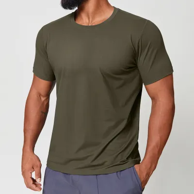 Men'S Fashion Casual Simple Solid Color Quick-Drying Short-Sleeve T-Shirt