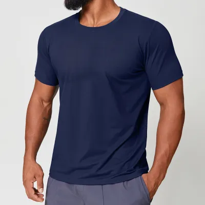 Men'S Fashion Casual Simple Solid Color Quick-Drying Short-Sleeve T-Shirt