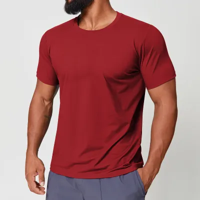 Men'S Fashion Casual Simple Solid Color Quick-Drying Short-Sleeve T-Shirt