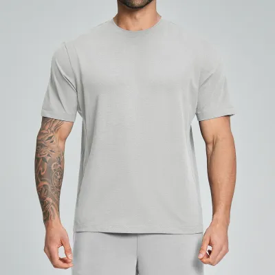 Men'S Fashion Casual Summer Solid Color Quick-Drying Short-Sleeve T-Shirt