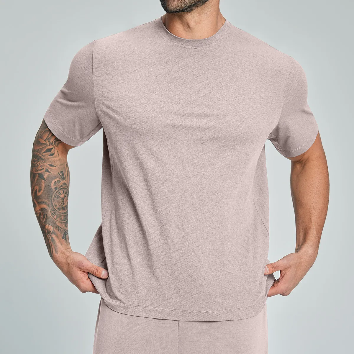 Men'S Fashion Casual Summer Solid Color Quick-Drying Short-Sleeve T-Shirt