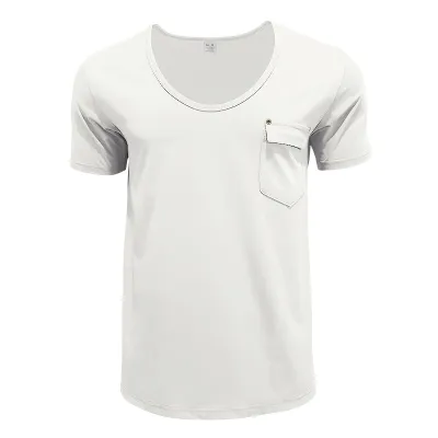 Men'S Fashion Casual Summer Solid Color Pocket V-Neck Short-Sleeve T-Shirt