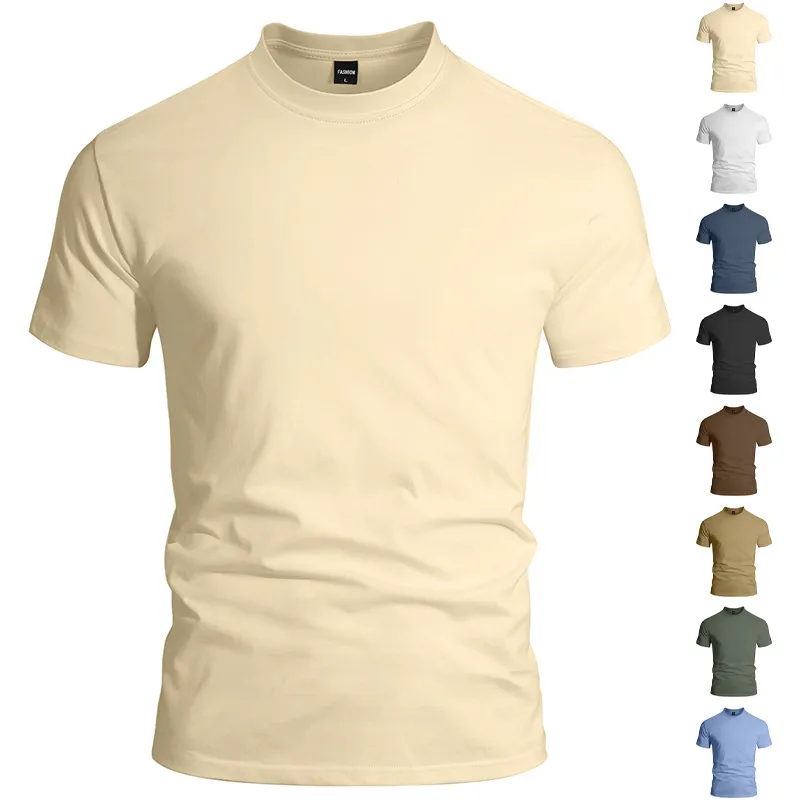 Men'S Fashion Casual Simple Solid Color Short Sleeve T-Shirt