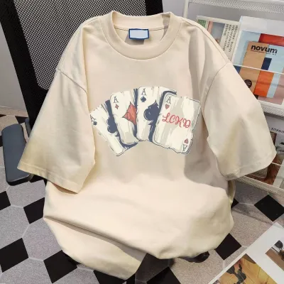 Casual Printed Cotton Round Neck Short Sleeve T-Shirt