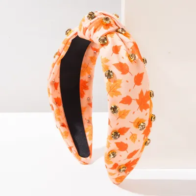 Thanksgiving Pumpkin Maple Print Hair Band