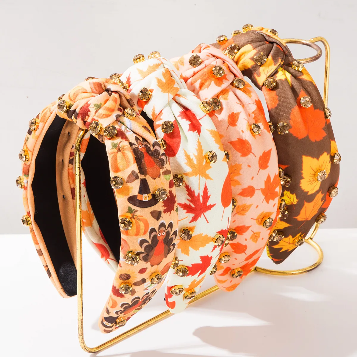 Thanksgiving Pumpkin Maple Print Hair Band