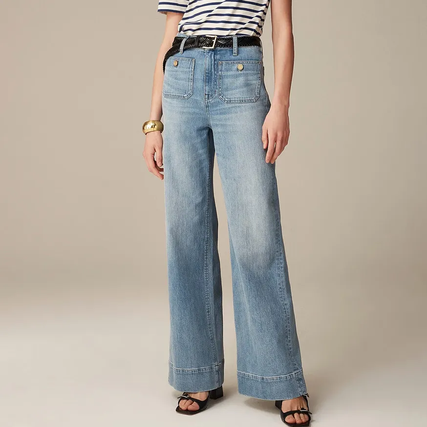 Women Fashion Casual Simple Loose High Waist Straight Jeans