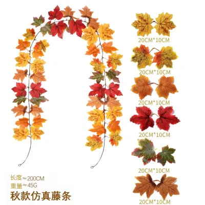 Thanksgiving Simulation Maple Leaf Wreath Window Wall Decoration