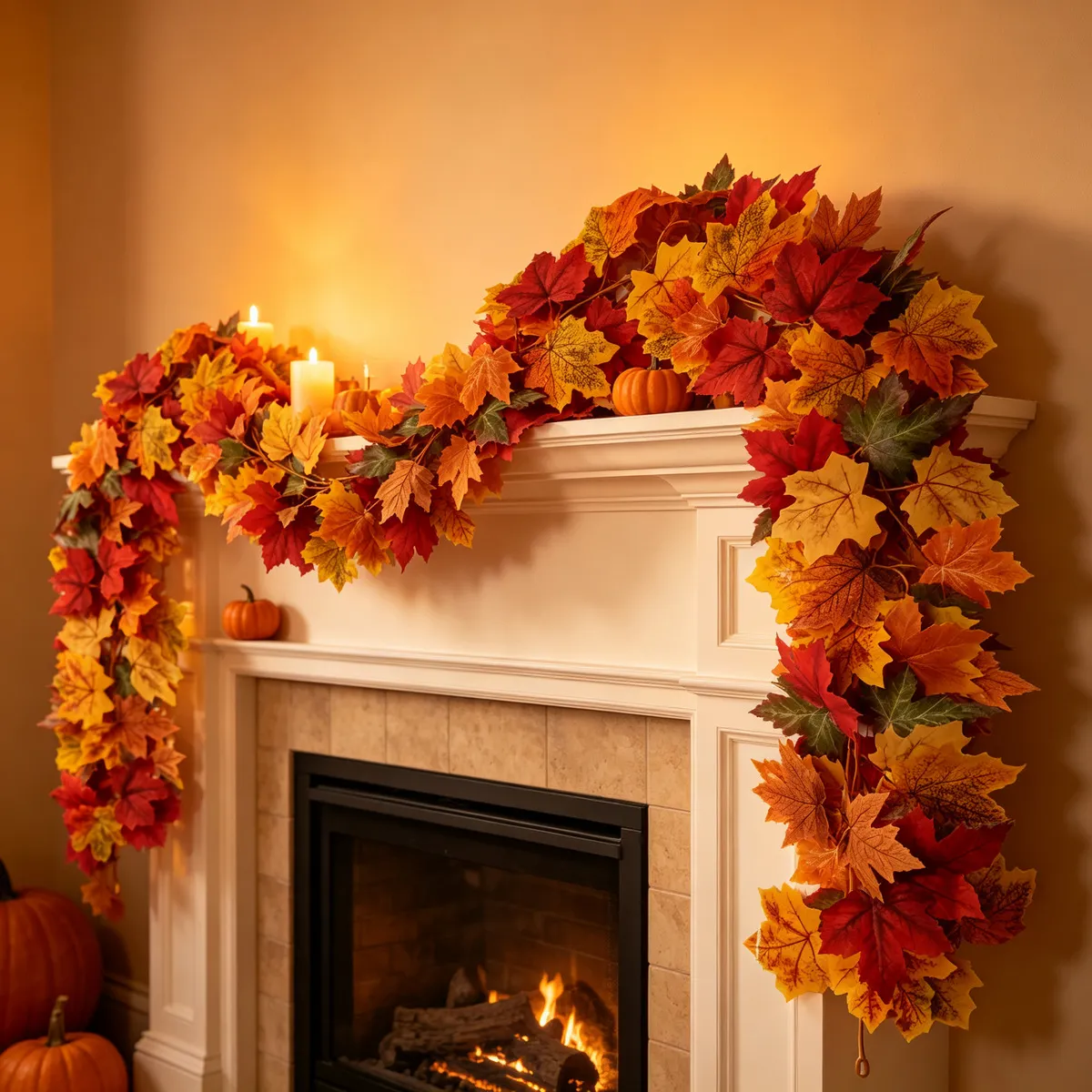 Thanksgiving Simulation Maple Leaf Wreath Window Wall Decoration